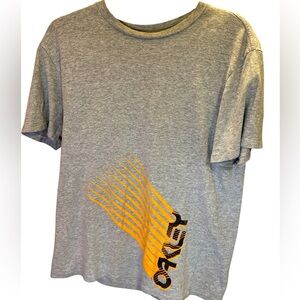 Y2K Oakley Blue Logo Gray T-Shirt Med